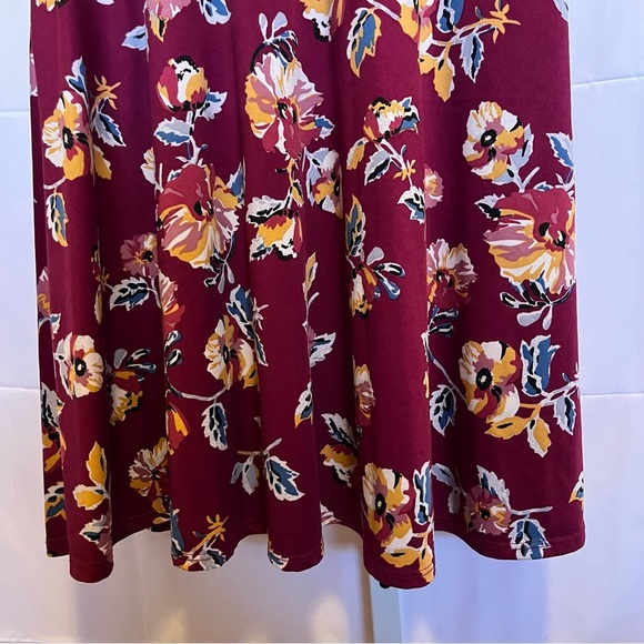 ModCloth Burgundy Floral Fit & Flare Dress M Neck Tie Belted Pockets Romantic - Picture 4 of 8